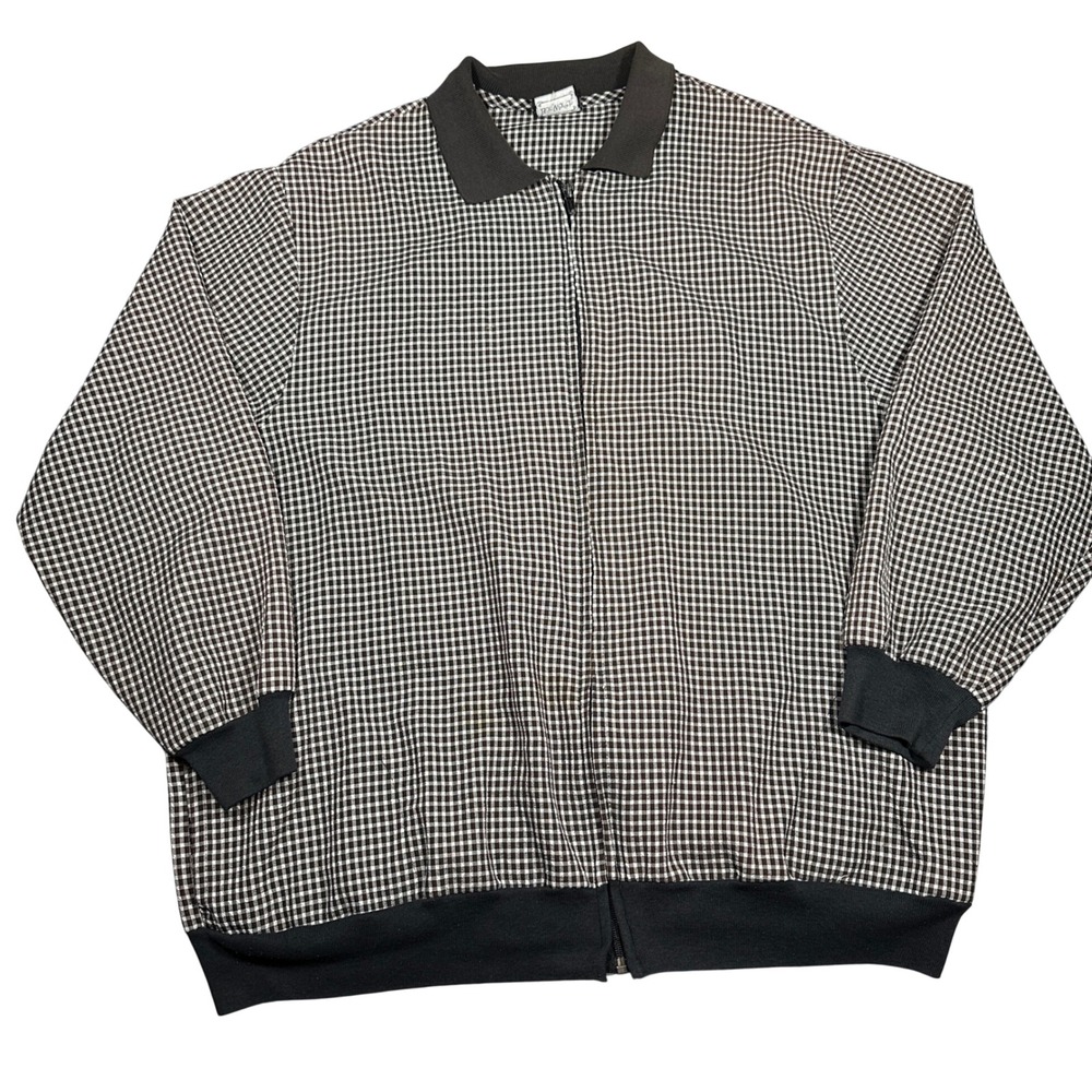 Vintage BonWorth Brown Gingham Check Full Zip Lightweight Bomber Jacket XL
